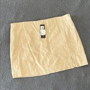 Lulu's Beige Mini Skirt with Slit